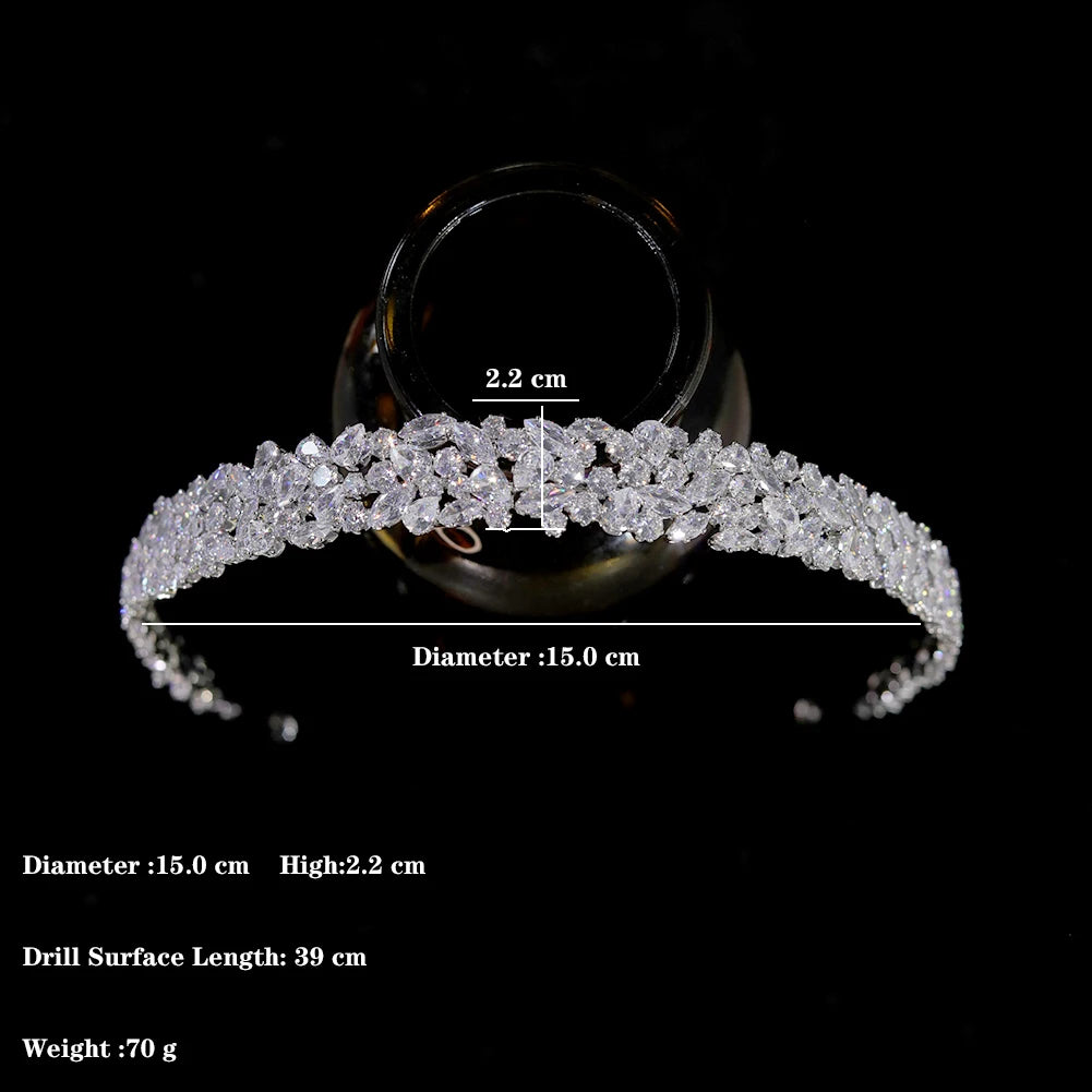 ASNORA Luxury CZ Headbands Silver Color Bridal Crowns Elegant Headwear Wedding Hair Accessories Party Jewelry Bridesmaid Gift