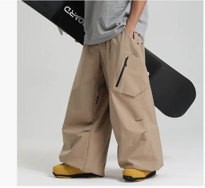 Gsou Snow Men's Women's Snowboard Pants Waterproof Windproof Ski Trousers Thermal Winter Workwear Loose Fit Outdoor Sportswear