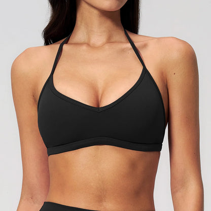 Women Yoga Bra Hanging Neck Sports Bra Gym Top Running Push Up Breathable Sports Underwear Women Fitness Bra Workout Top Women