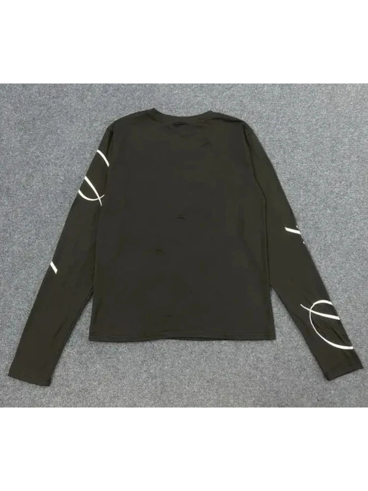 Y2K Harajuku Aesthetics Versatile Tee American Retro Millennium Letter Printed T-shirt Dark Street Punk Long Sleeved Women's Top