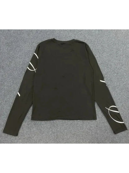 Y2K Harajuku Aesthetics Versatile Tee American Retro Millennium Letter Printed T-shirt Dark Street Punk Long Sleeved Women's Top