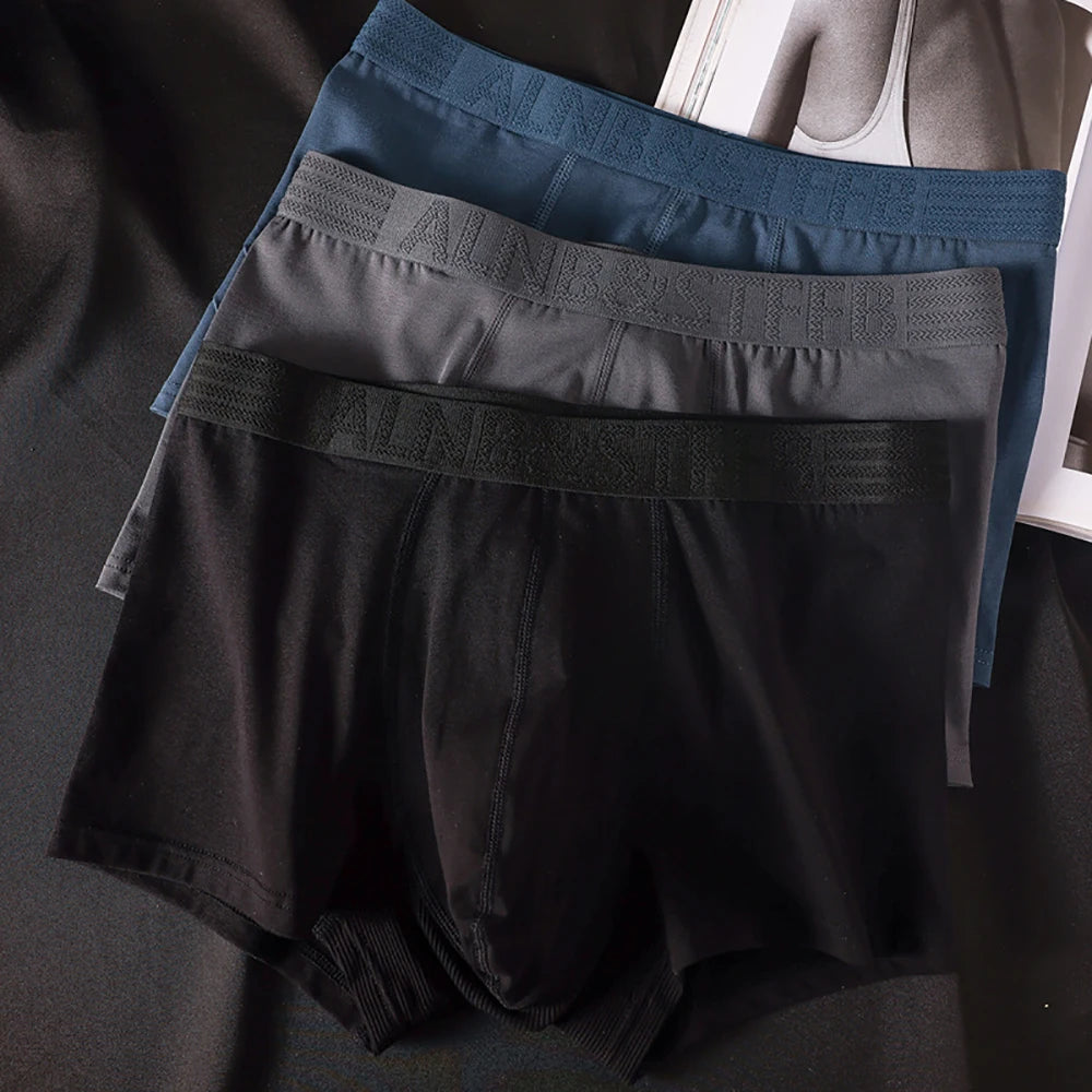 3PCS/Pack 100% Cotton Antibacterial Boxers Hombre Double-layer Breathable Hygroscopic U Pouch Underwear Fashion Men's Panties