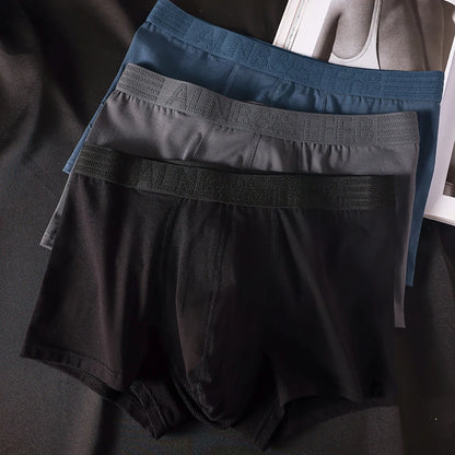 3PCS/Pack 100% Cotton Antibacterial Boxers Hombre Double-layer Breathable Hygroscopic U Pouch Underwear Fashion Men's Panties