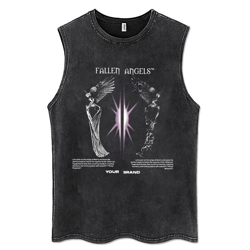 Y2K Tanks Tops for Men Women 100% Cotton Vintage Black Men's Clothing Hip Hop Punk Rock Sleeveless Tshirts Gothic Vests