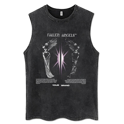 Y2K Tanks Tops for Men Women 100% Cotton Vintage Black Men's Clothing Hip Hop Punk Rock Sleeveless Tshirts Gothic Vests