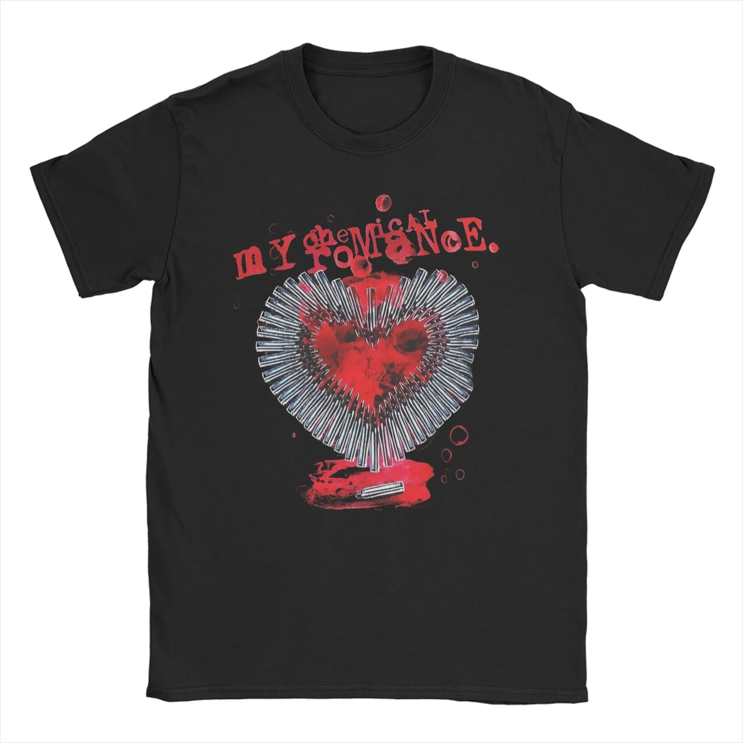 Short Sleeved Round Neck Y2k Tshirt Men Clothing New in Top & Tees Mens T-Shirt Cat Parade Band Punk My Chemical Romance