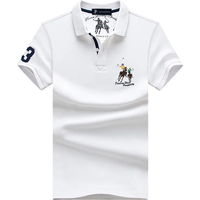 Fashion Polo T Shirt Man Cotton Big Size Polo Shirt Men Casual Embroidery Lapel Button Shirt Short Sleeve High Quality Male Red