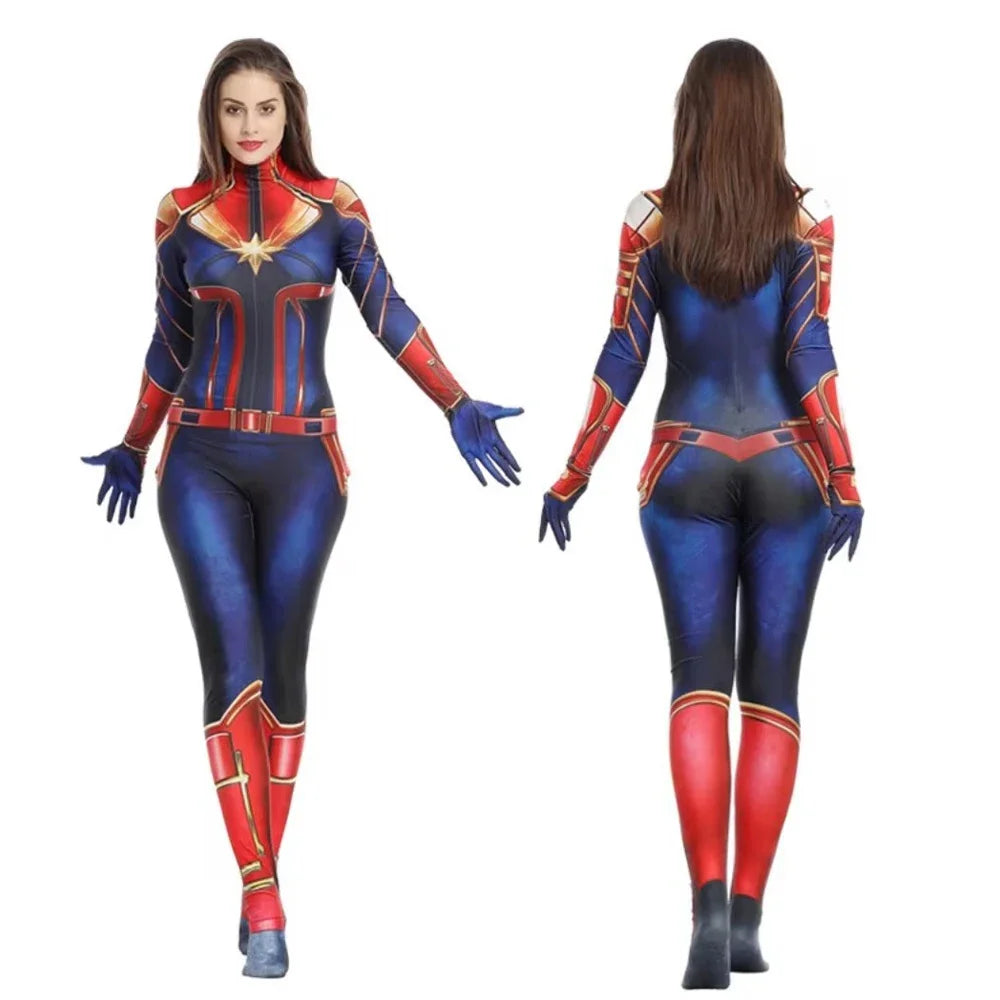 Movie Captain Cosplay Costume Women Superhero Cos Stage Jumpsuit