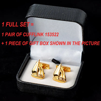 Fashion Sailing Boat Cufflinks Gold Metal Cuff Button White Blue Enamel Jewelry For Men Suit French Shirt Business Groom Gifts
