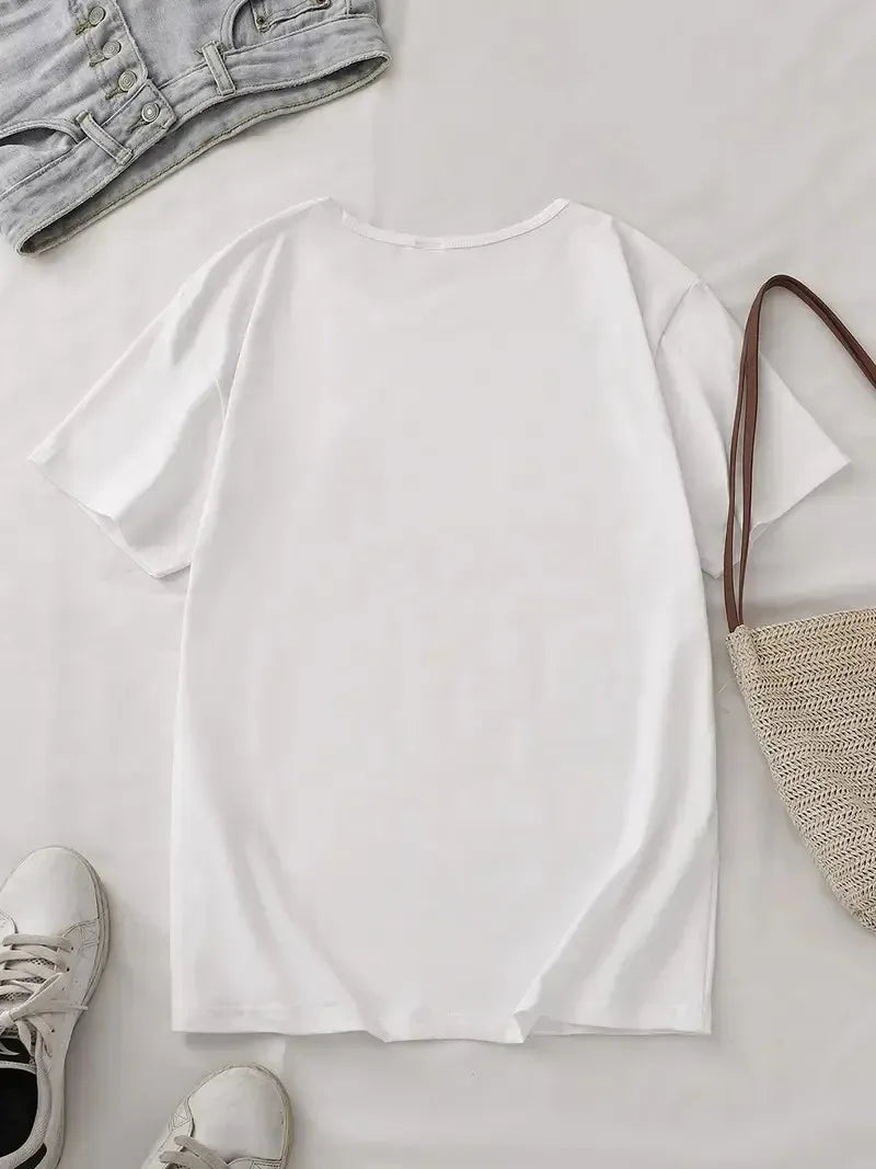 Casablanca Aesthetic Y2K Architectural Graphic Unisex Casual Round Neck Short Sleeve Summer Neutral Streetwear T Shirt