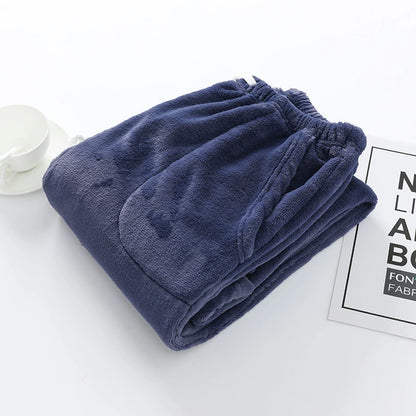Men's Thickened Flannel Sleep Pants Winter Warm Double-sided Fleece Loose Large Size Long Pants Coral Fleece Home Pants Outdo...