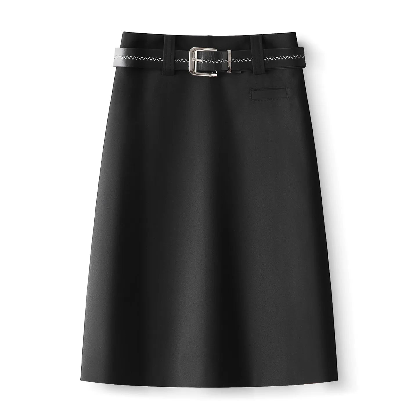 ZJYT Elegant Ladies Summer Skirts for Women 2026 New Fashion High Waist Belted Office Work Knee Length Skirt Female Faldas Grey