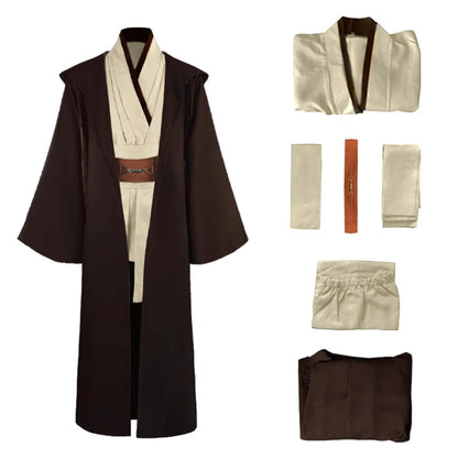 Obi Wan Kenobi Jedi Cosplay Costume Adult Unisex Coat Friar Uniform Robe Full Set Accessories Halloween Carnival Outfits