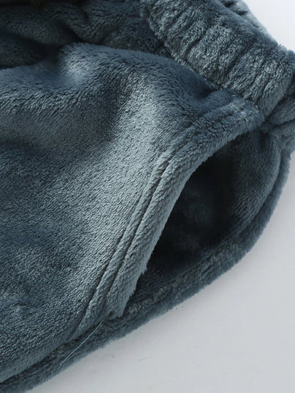 Thickened Flannel Sleep Pants Men's Winter Loose Large Size High Waist Straight Leg Cuffed Fleece Mid-Aged Coral Velvet Home ...