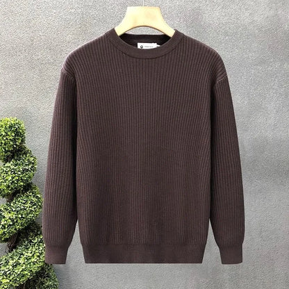 Men's Sweater Vertical Stripes Round Neck Pullovers High Quality Inner Soft Knitted Fashion Versatile Undershirt