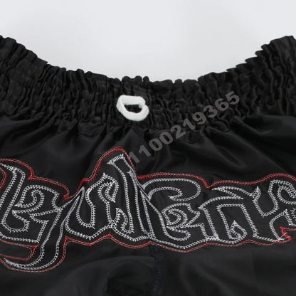 Muay Thai Fight Kickboxing Shorts Fitness Men Women Kids Boxing Shorts Embroidery Thailand Gym Training Black MMA Jujitsu Pants