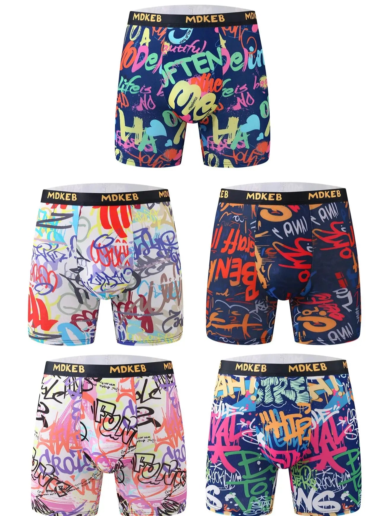 Ten-piece mixed men's graffiti pattern long boxer briefs, breathable and comfortable high-elasticity long boxer briefs, boxing