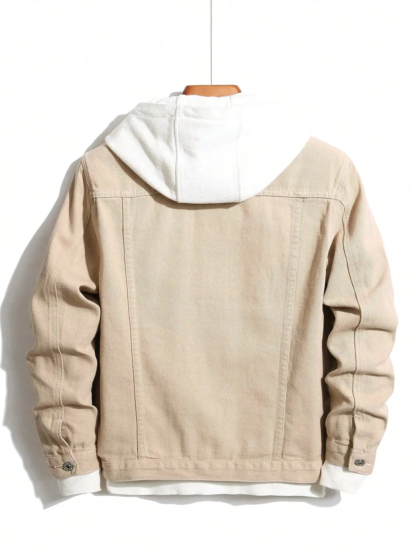 men's denim jacket for spring and autumn. Khaki simple coat. For daily casual wear, with a street - casual and trendy style.