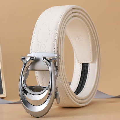 New 3.4cm fashion Women's Belt Formal Leather Canvas Male Belt High Quality Metal Automatic Buckle business Belt for men jeans