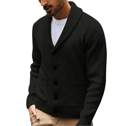 2025 Men's New Knitted Sweater Cardigan Long-sleeved Button-down Collar Pocket Sweater Men's Casual Winter Sweater