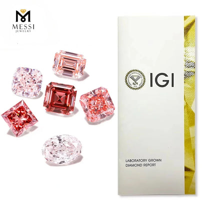 With IGI certificates Pink lab grown diamonds CVD HPHT Fancy Color Lab Created Diamond Wholesale