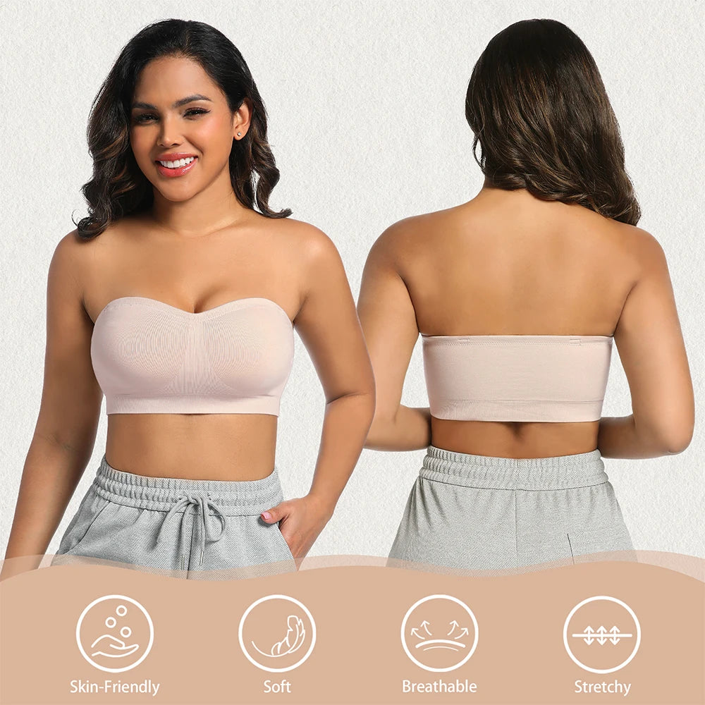Strapless Invisible M-shaped Bra Solid For Women Summer New Non-slip Sexy Push-up Comfortable Underwear For Dress Brasieres