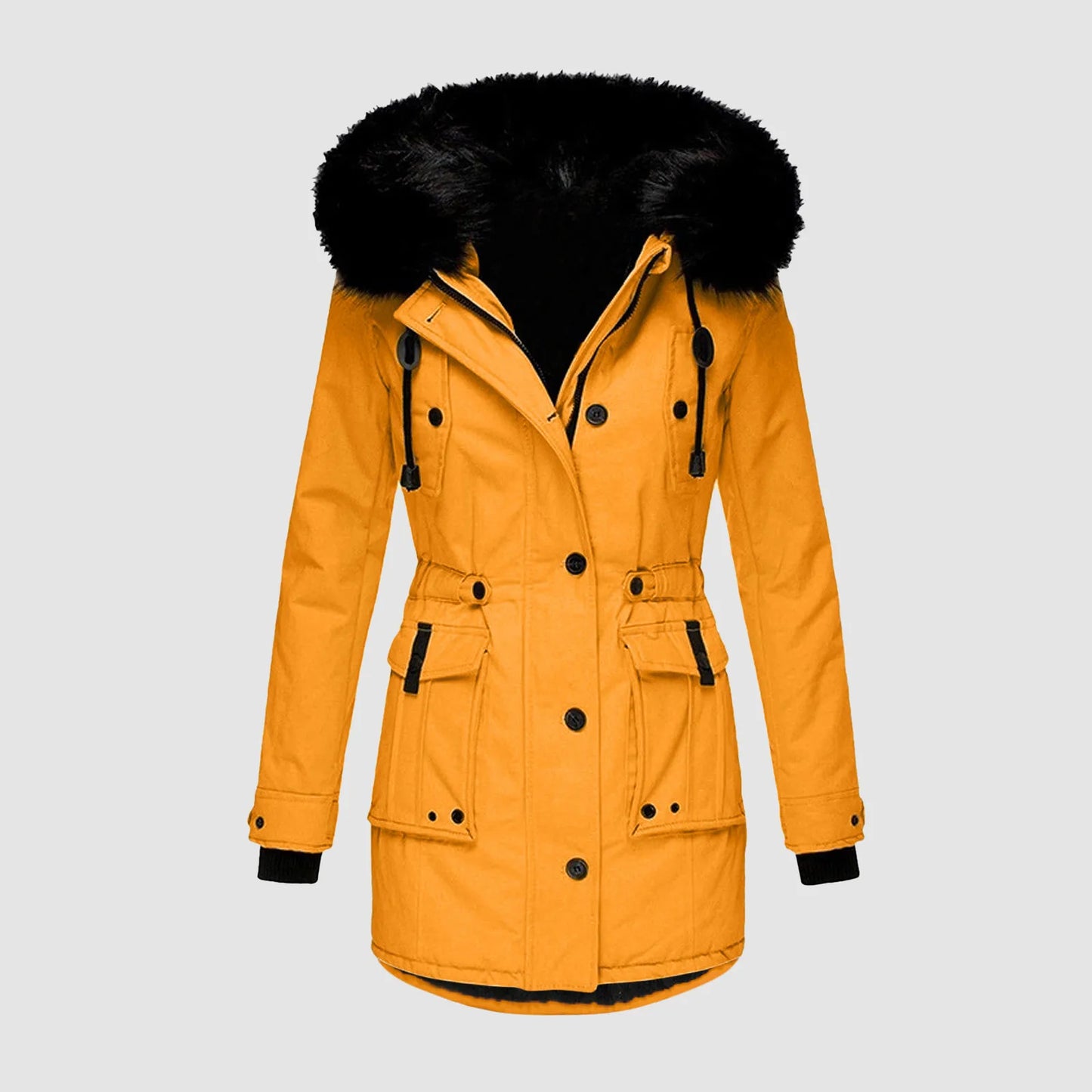 Winter Coats Lapel Collar Long Sleeve Jacket Coats Plus Size Casual Women Jacket Warm Hooded Thick Padded Outerwear Jackets