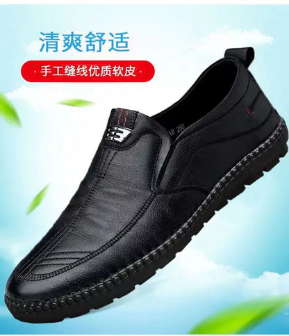Mens PU Leather Loafers Non Slip Walking Flats Breathable Outdoor Slip on Casual Shoes for Male Work Office Driving