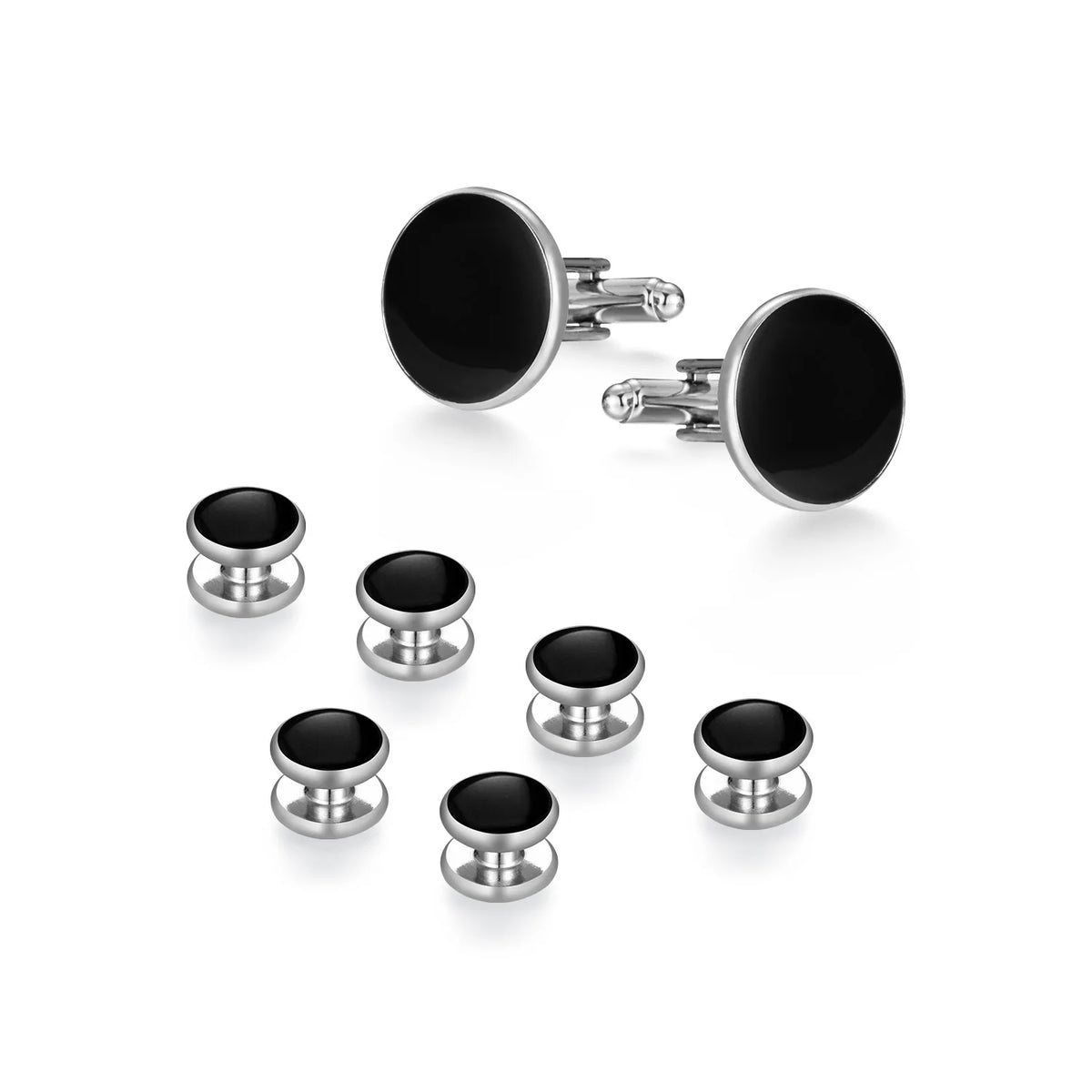 Solid Men's Cufflinks Studs Set for Tuxedo Minimalist Navy Blue Man Shirt Cufflinks for Men's Father Husband