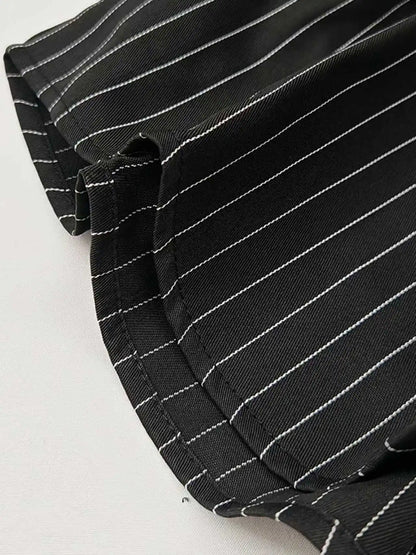 Spring and autumn high-end black striped shirt for men, long sleeve business casual daily commuting shirt.