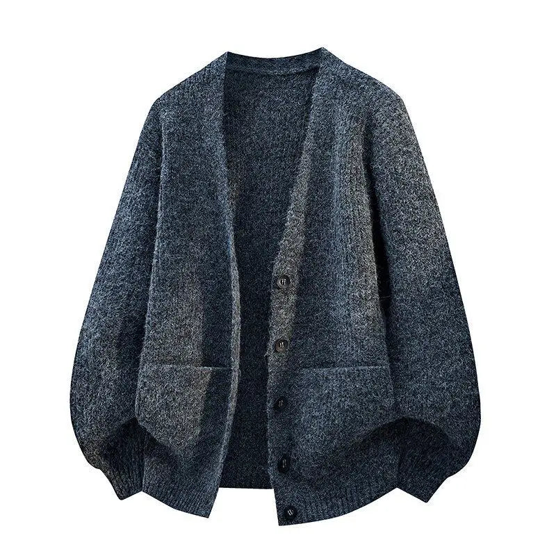 Legible Autumn and Winter Casual Sweater Men Loose Knitted Cardigan Male Round Neck Collar Sweatercoats Man