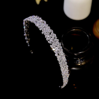 ASNORA Luxury CZ Headbands Silver Color Bridal Crowns Elegant Headwear Wedding Hair Accessories Party Jewelry Bridesmaid Gift