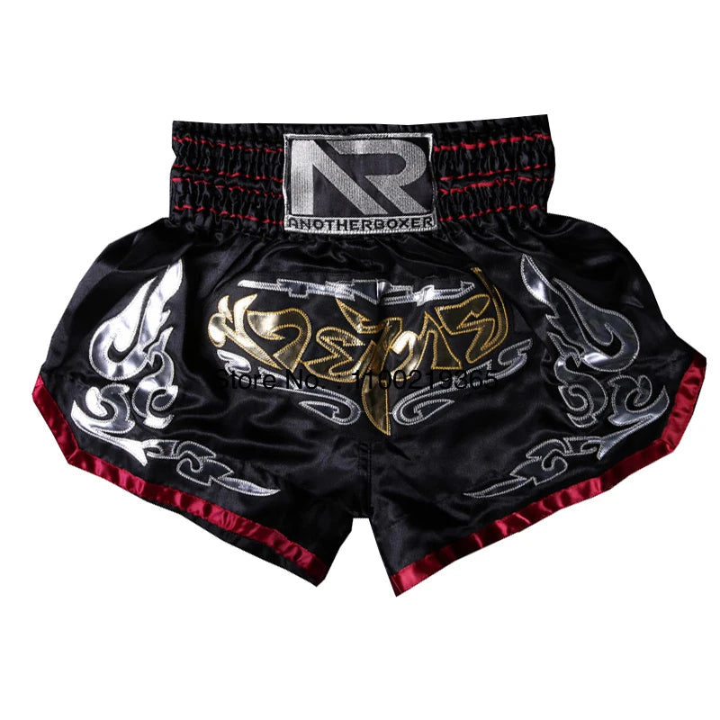 Muay Thai Fight Kickboxing Shorts Fitness Men Women Kids Boxing Shorts Embroidery Thailand Gym Training Black MMA Jujitsu Pants