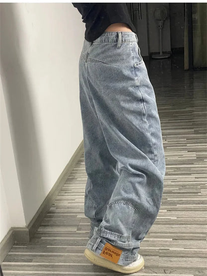 Casual jeans reversible pants ins fashion American retro Y2K loose high waist jeans women street clothing loose trousers pants