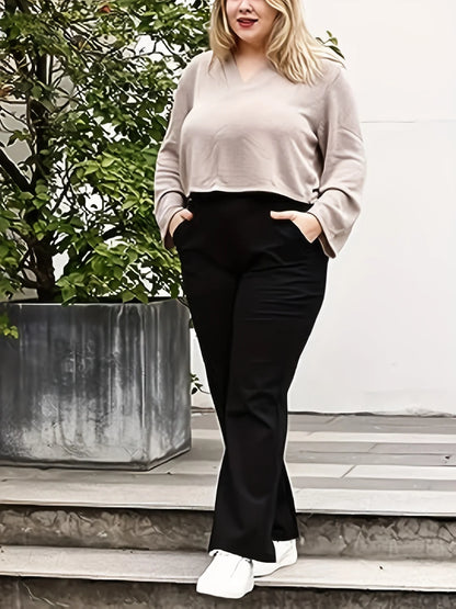 Summer new women's plus size knitted fabric business formal fashion style pants