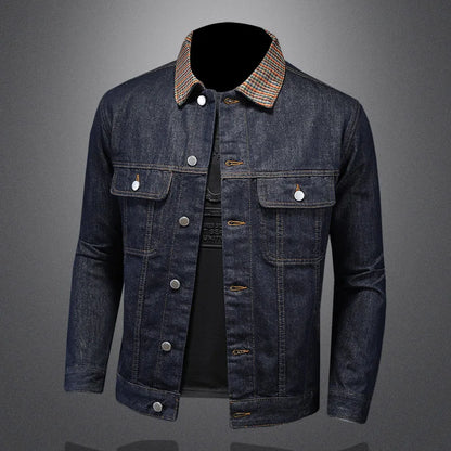 2024 New Fashion Handsome Trend Classic Wash Denim Coat Men Patchwork Collar Men's Coat  Denim Jacket  Techwear Coat
