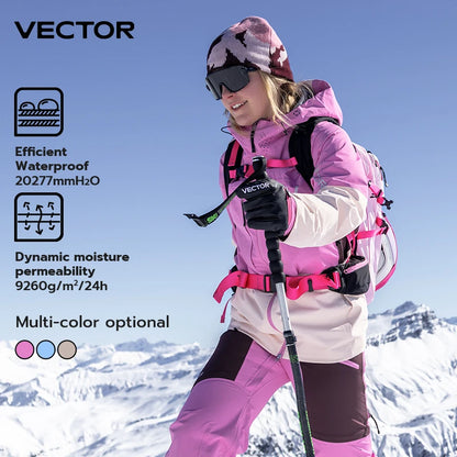 VECTOR Man and Woman Open Skiing Jacket with High Pressure Waterproof and Wear Resistant Full Pressure Adhesive Snowboard
