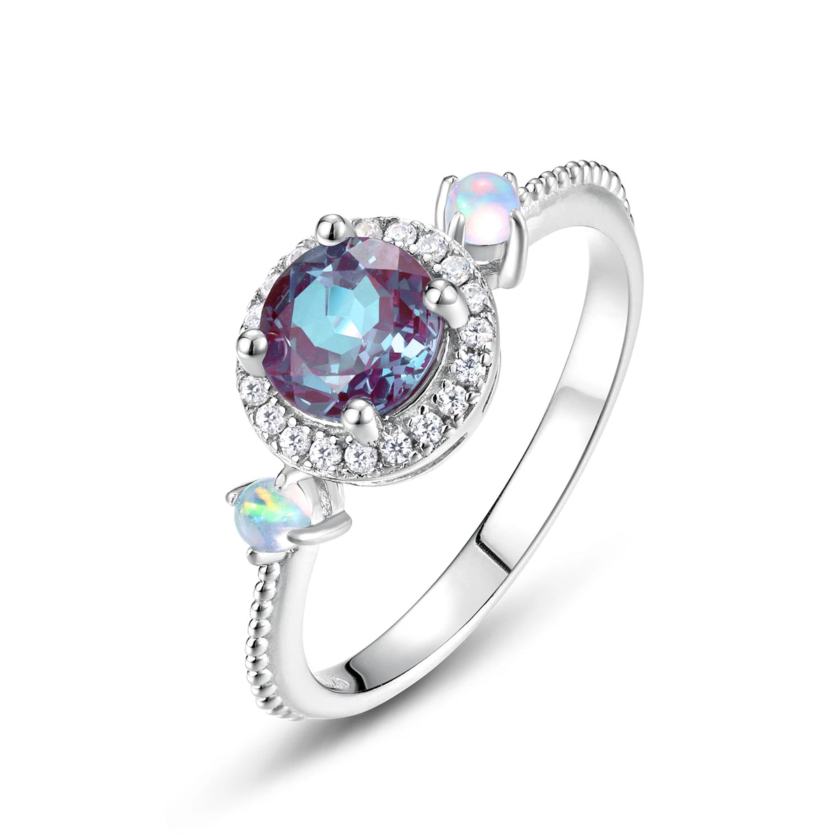 ALLNOEL 925 Sterling Silver Color Change Alexandrite Ring For Women Luxury Engagement Wedding Band Fine Jewelry