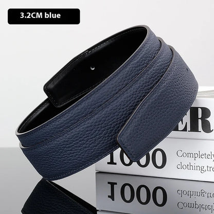 Luxury Belt Ultra-Thin Pointed Belt Headless Men And Women First Layer Cowhide H Buckle Replacement Belt Buckleless 3.2/3.8cm