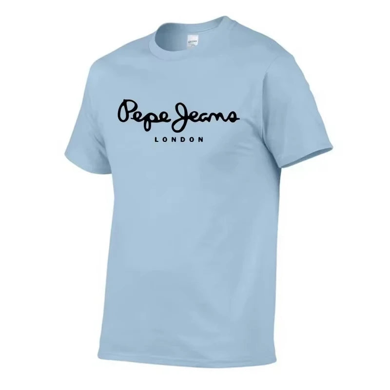 2026 New Pepe Jeans London Logo T-Shirt, Summer Men's Short-Sleeve Trendy Fashionable Pure Cotton Top, Street Style T-Shirt Clot