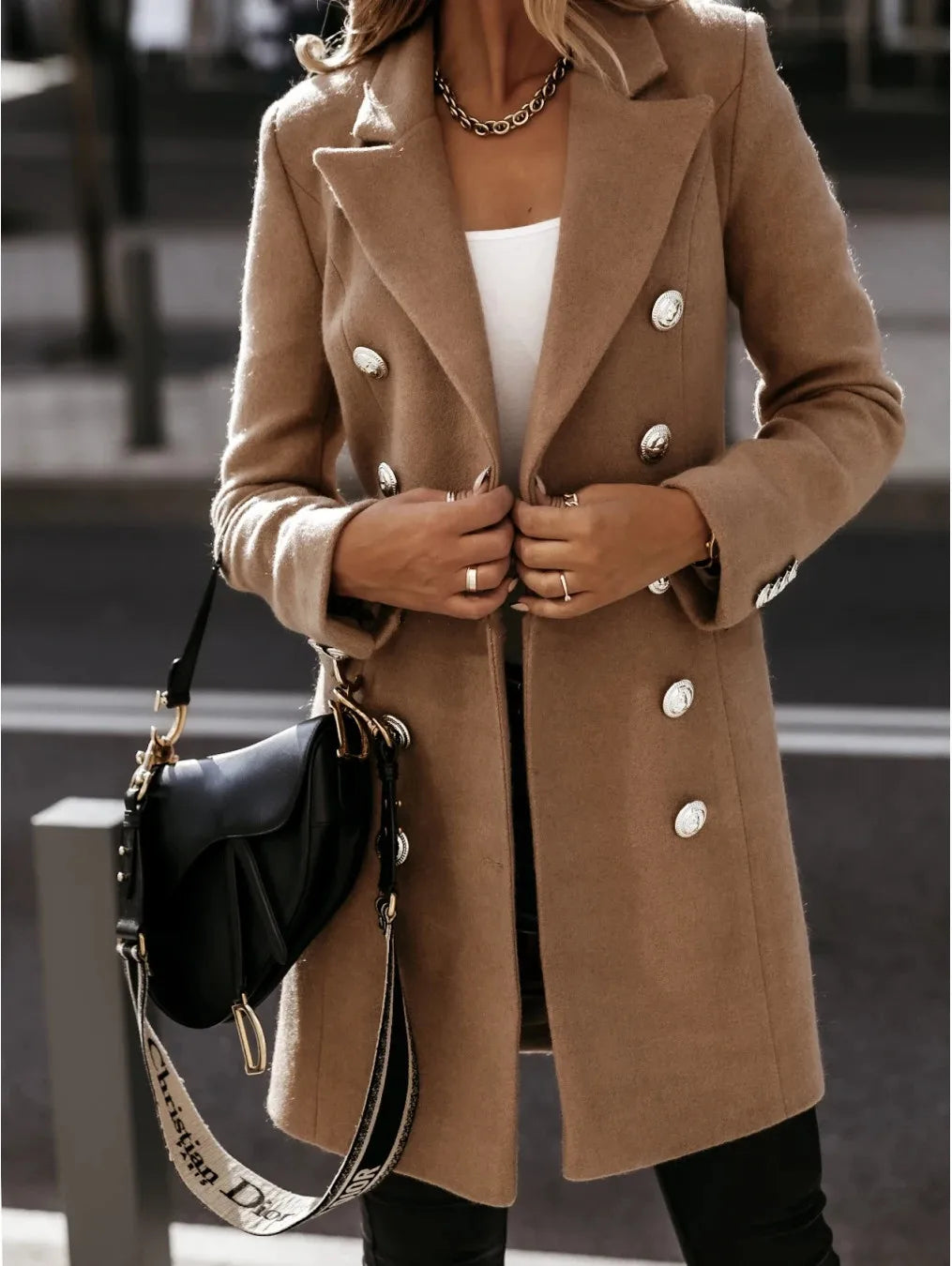 Casual Woolen Coat for Women Long Sleeve Streetwear