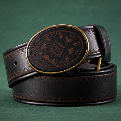3.8CM Men High Quality Genuine Leather Belt Luxury Smooth Buckle Belts Pure Cowskin Laser Engraving Strap Male Jeans for Man