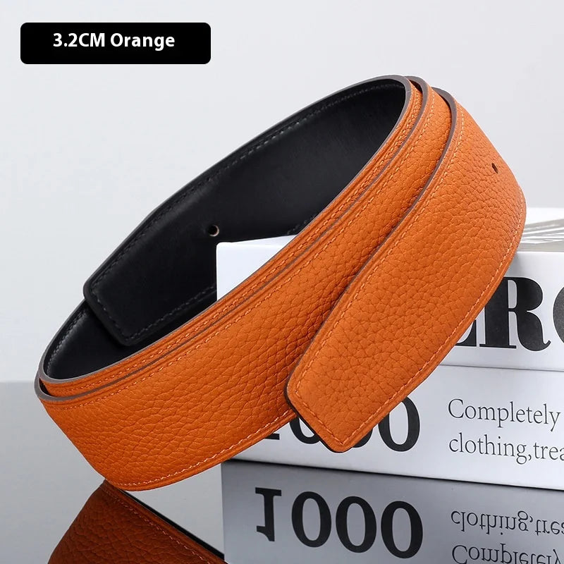 Luxury Belt Ultra-Thin Pointed Belt Headless Men And Women First Layer Cowhide H Buckle Replacement Belt Buckleless 3.2/3.8cm
