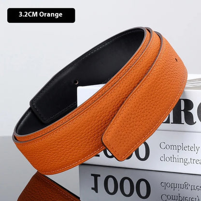 Luxury Belt Ultra-Thin Pointed Belt Headless Men And Women First Layer Cowhide H Buckle Replacement Belt Buckleless 3.2/3.8cm