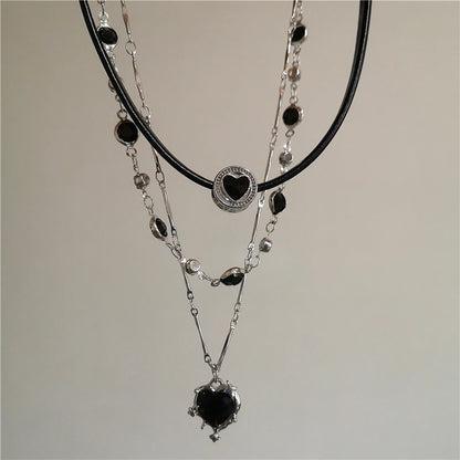 Personalized Punk Star Heart Cross Chain Double Layer Necklace For Men Women Y2K Fashion Trend Rock Party Grunge EMO Accessories