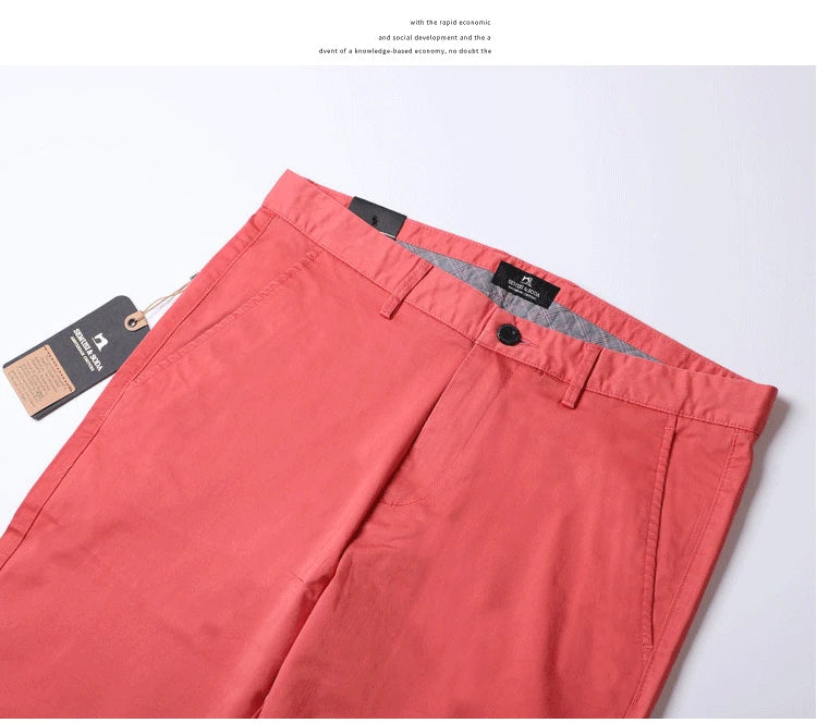 Thin Summer Solid Color Suit Pants Men Straight Style Clothes Red Business Trousers Men Dress Office 2021