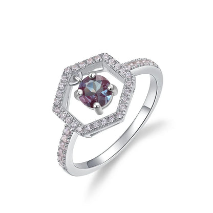 ALLNOEL 925 Sterling Silver Color Change Alexandrite Ring For Women Luxury Engagement Wedding Band Fine Jewelry