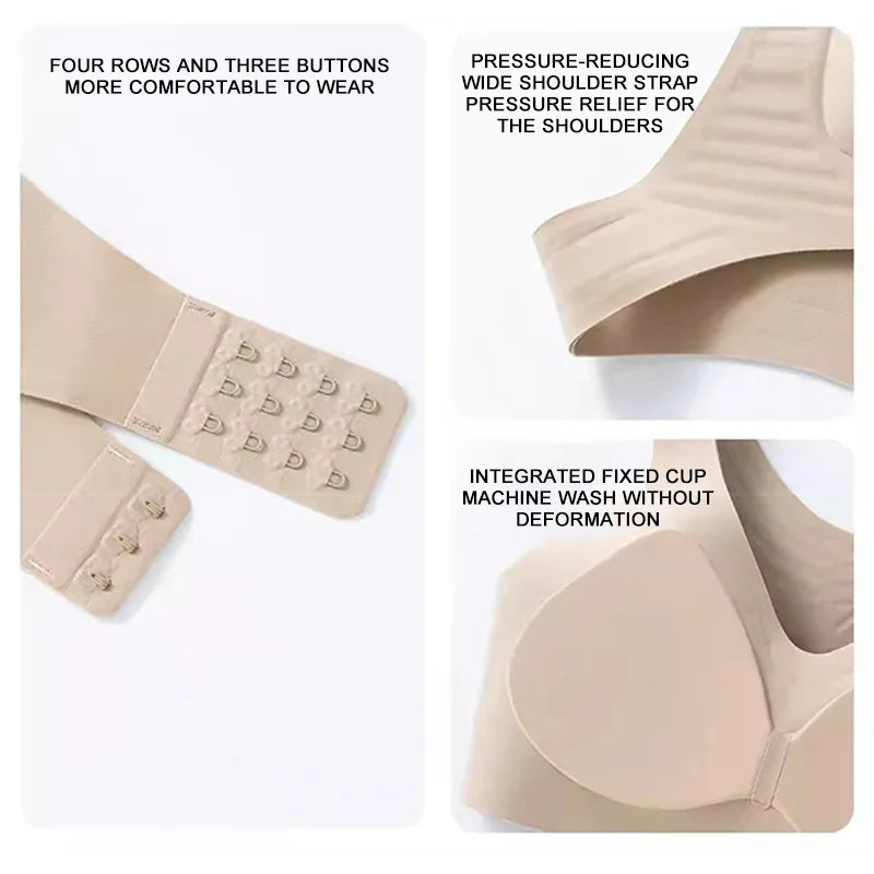 Front Cross Seamless Wireless Full Coverage Support Bra Posture Corrector Soft Gather Shape Woman Underwear Sport Sexy Lingerie