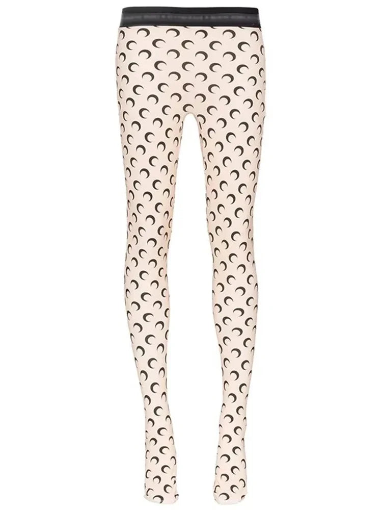 Fashionable Women Printed Elastic Jumpsuit Summer Casual Seamless Tight Thin Women\'s High Waisted Leggings