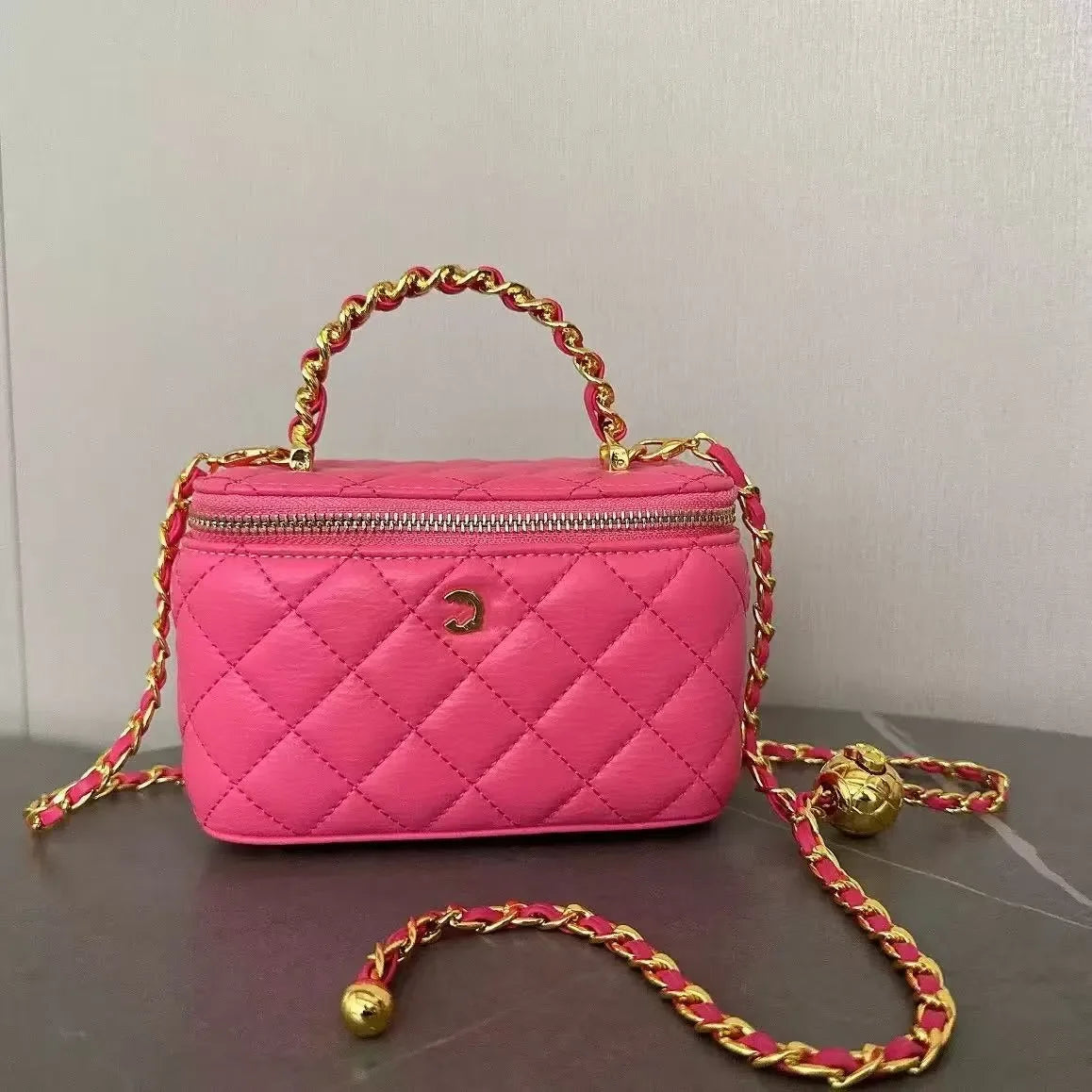Channeled Bag Women designer makeup bag High Quality Sheepskin Diamond Lattice Handle Vanity Box Tote Bags Crossbody Shoulder Co